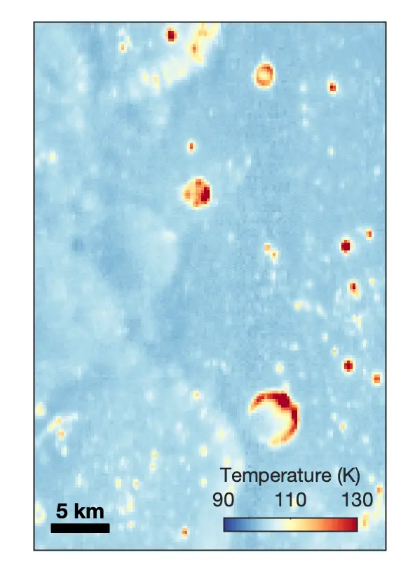 Orbital moonscape in blue, with a dark blue ring with a white center popping into existence.