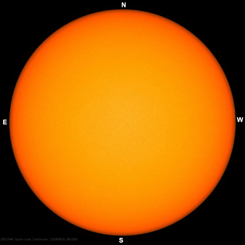 The sun, seen as a large yellow sphere with dark spots, each labeled.