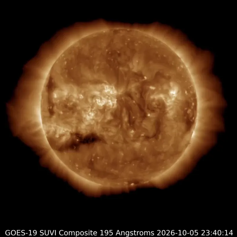 A video of brown fuzzy images of the sun rotating from left to right.