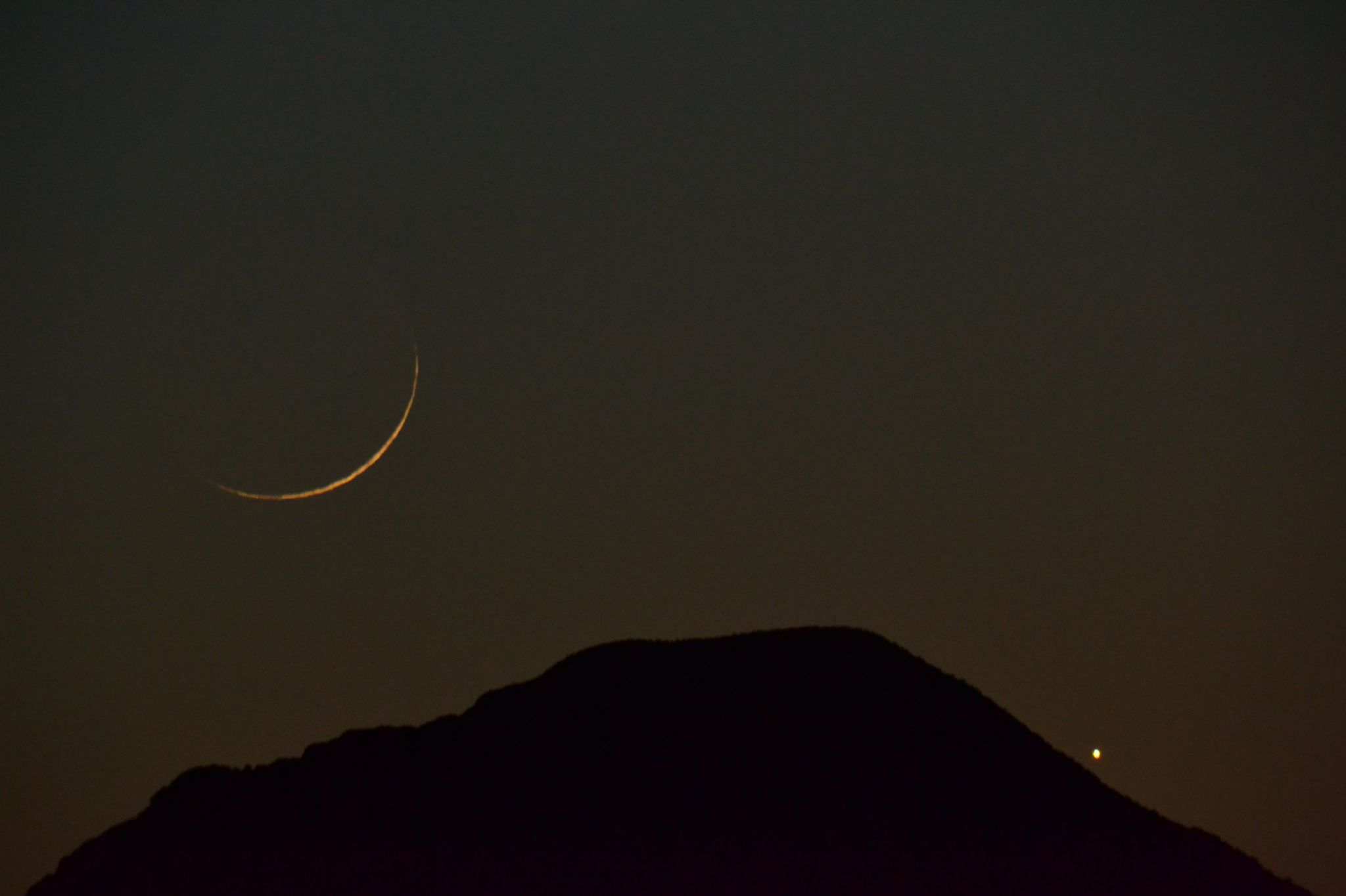 Community photo entitled  by al Schober on 05/12/2021 at Venus and moon setting over Picacho Peak near Seligman, Az