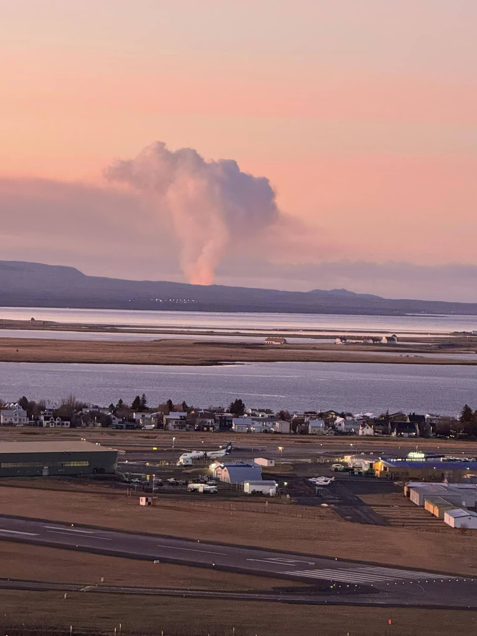 Community photo by Kurt Messick | Grindavik volcano, taken from the top of Hallgrimskirkja church in Reykjavik